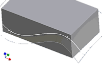 Твердотельная модель и поверхность, построенная по двум сплайновым кривым в Autodesk Inventor