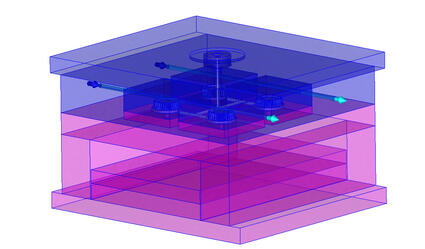 Модель плит и каналов охлаждения литьевой формы
