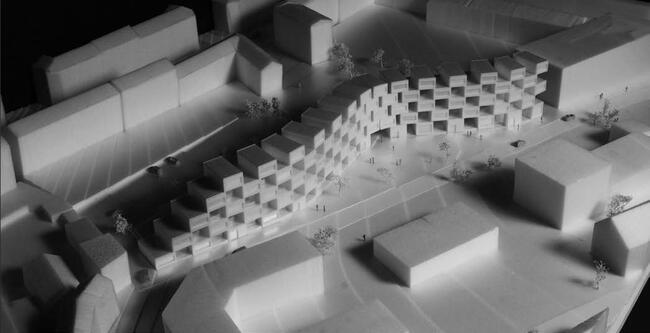 Ранняя концептуальная модель проекта жилого здания на территории DONG в Копенгагене - визуализация © BIG