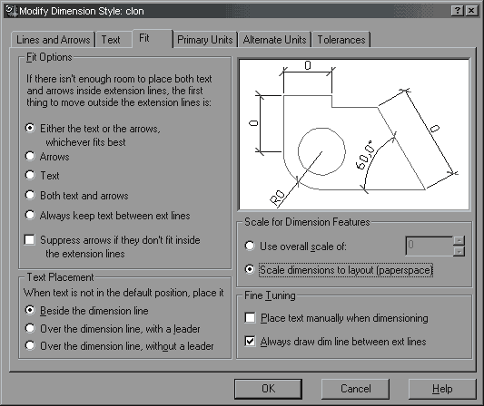 Рис. 9. Настройка автоматически масштабируемого размерного стиля в AutoCAD