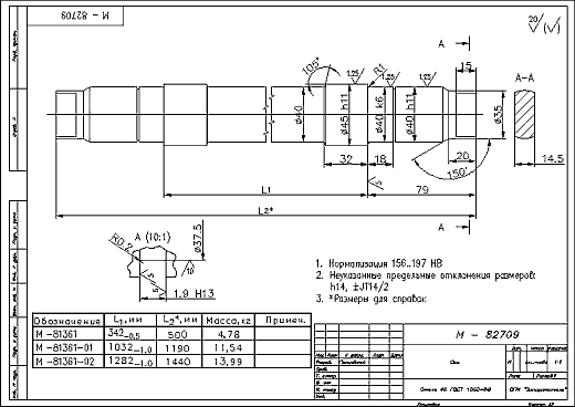 Чертеж оси конвейерного ролика, оформленный в AutoCAD LT + MechaniCS