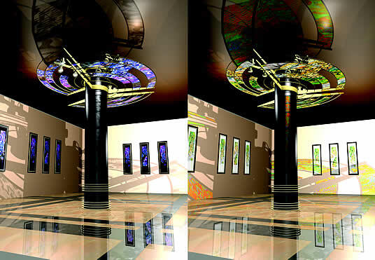 Варианты визуализации витражной колонны.Autodesk Architectural Desktop 2004 + VIZ Render