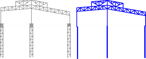 Рис. 8. Две модели для расчета колонн. Модель №1 (слева) представлена в этой статье; модель №2 - классическая