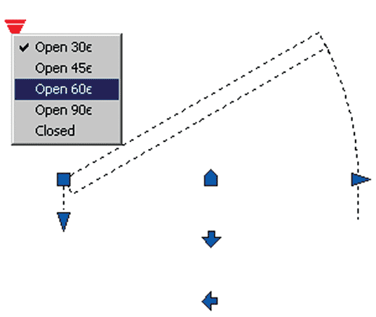 Рис. 19. Выбор реализации блока двери путем подбора угла открытия при помощи активного параметра Visibility