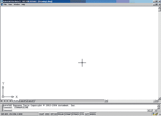 Рис. 42. Интерфейс AutoCAD при незагруженном файле acad.cui