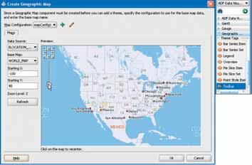 Рис. 9. Окно разработки JDeveloper 11g Create Geographic Map и набор компонентов