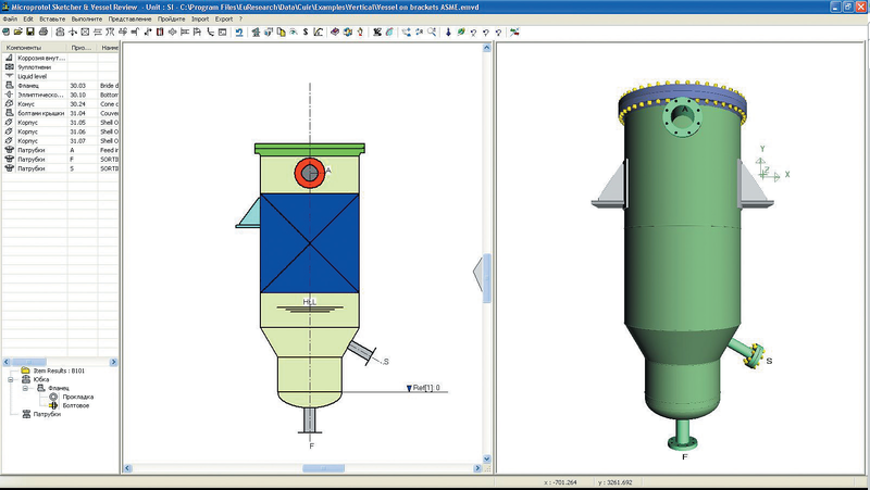 Примеры чертежей и 3D-моделей сосудов, колонн, воздухоохладителей